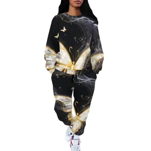 Two Piece Outfits for Women Lounge Sets Casual Travel Sweatsuits Long Sleeve Pullover And Long Pants Loungewear Matching Sets