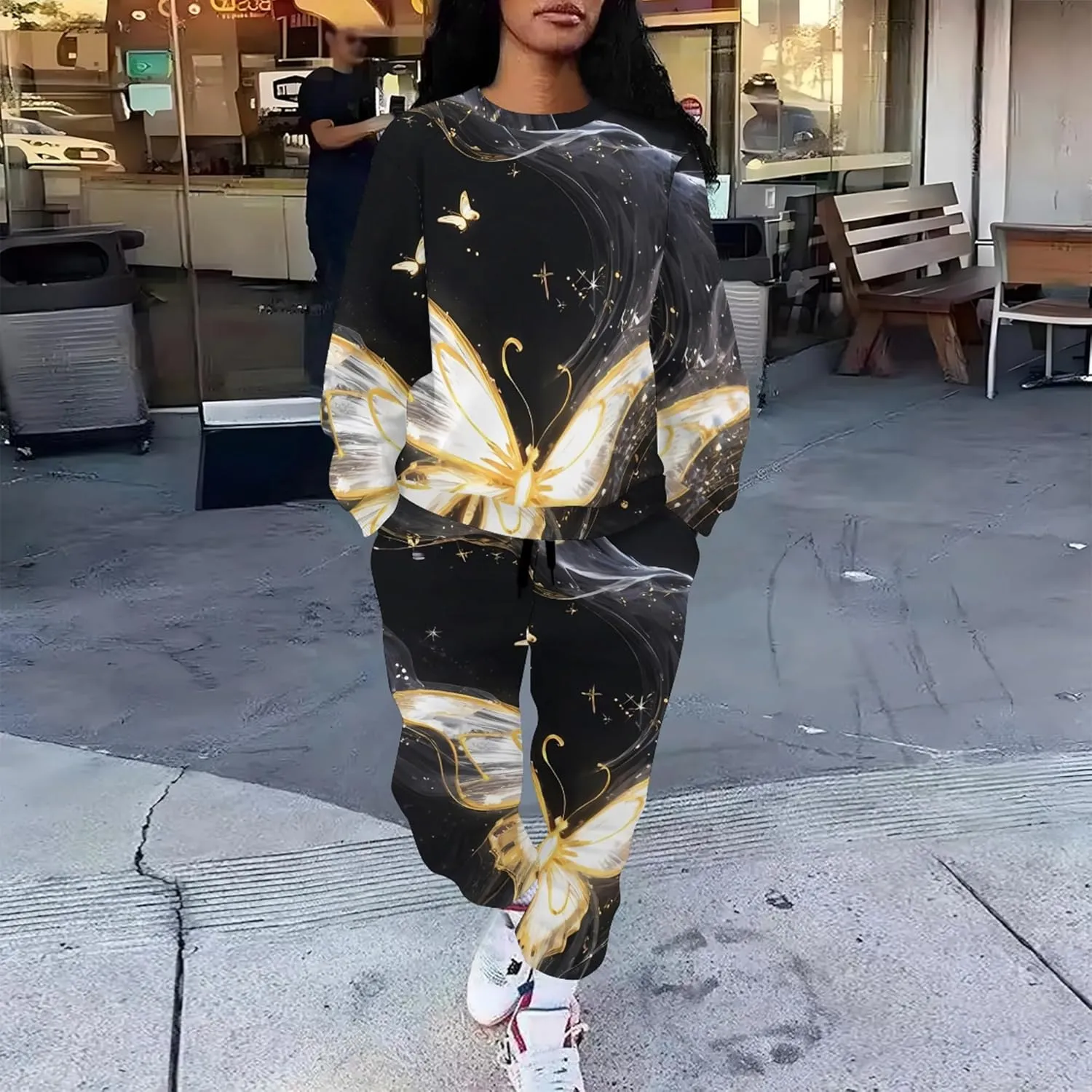 Two Piece Outfits for Women Lounge Sets Casual Travel Sweatsuits Long Sleeve Pullover And Long Pants Loungewear Matching Sets