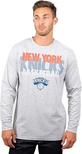 Ultra Game NBA Official Men’s Super Soft Supreme Long Sleeve T-Shirt - Unisex, New York Knicks, Heather Gray|New York Knicks