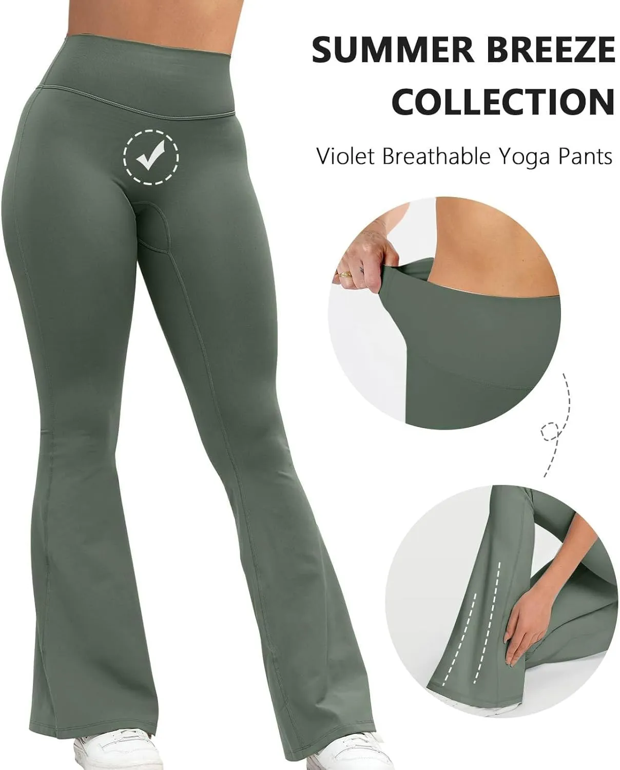 Unthewe High Waisted Flare Leggings for Women Tummy Control Butt Lifting Workout Yoga Wide Leg Pants
