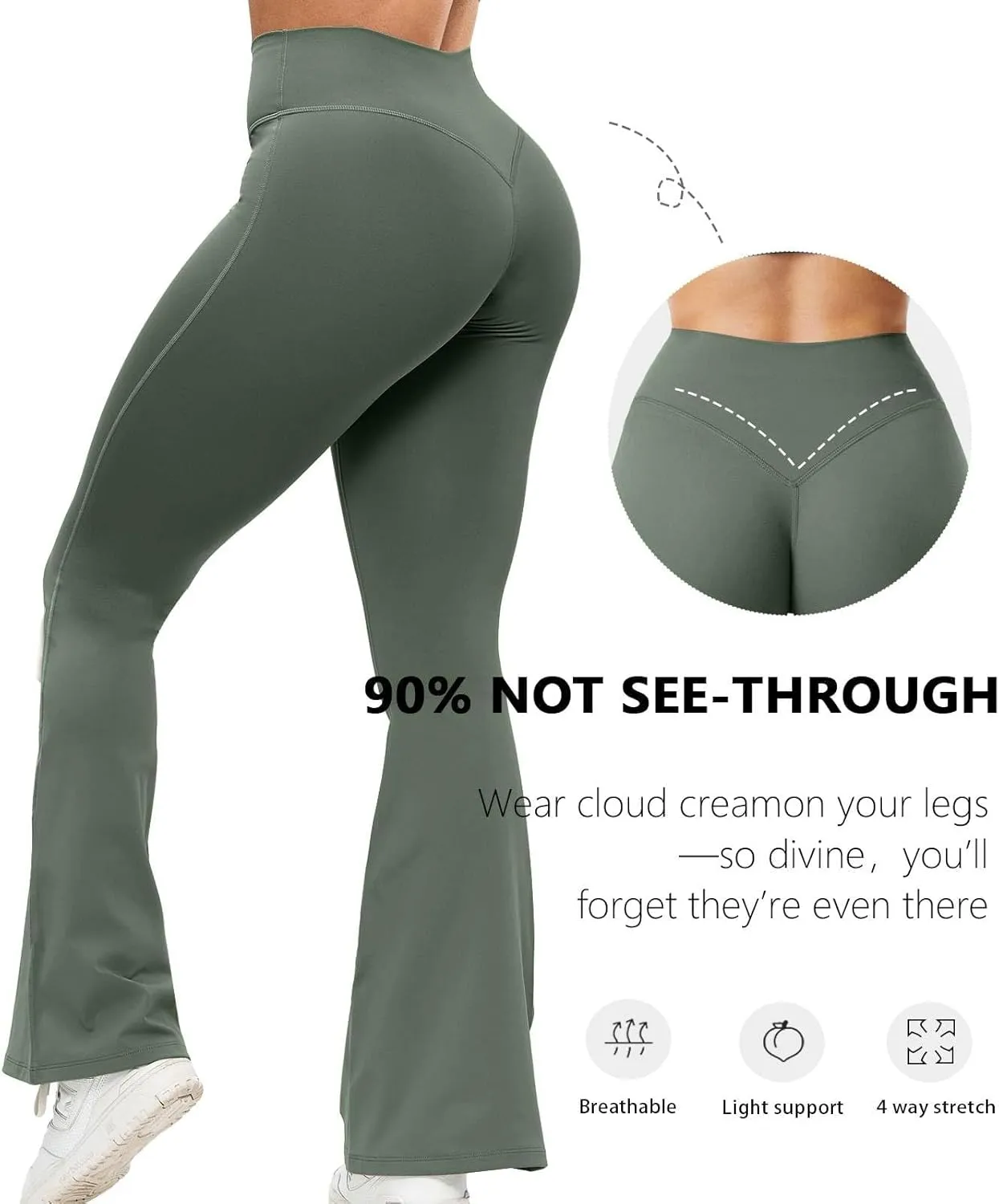 Unthewe High Waisted Flare Leggings for Women Tummy Control Butt Lifting Workout Yoga Wide Leg Pants