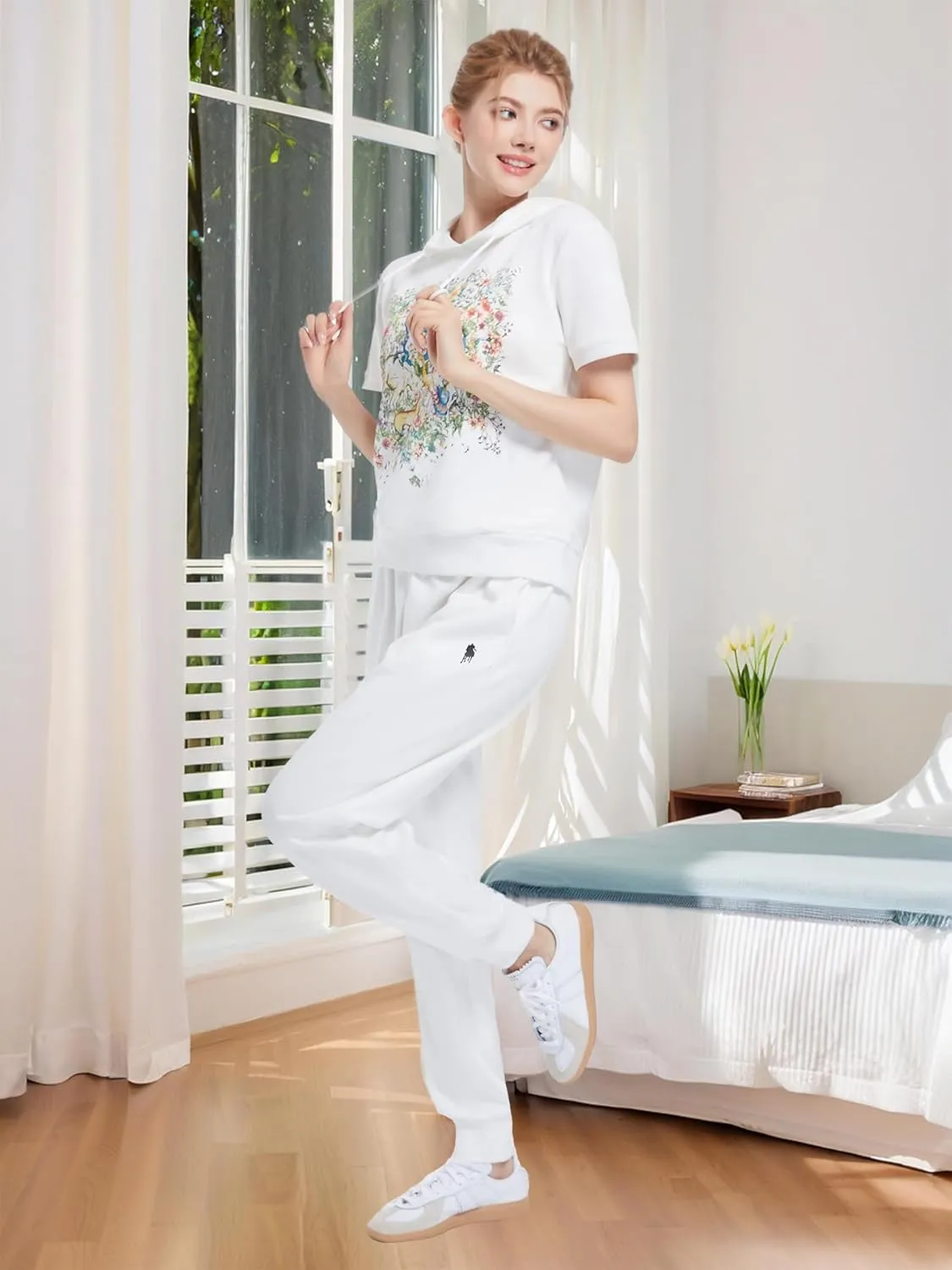 W JIANWANG Women's 2 Piece Lounge Sets for Women Tracksuit Sets Short Sleeve Sweatsuits for Women Travel Outfits