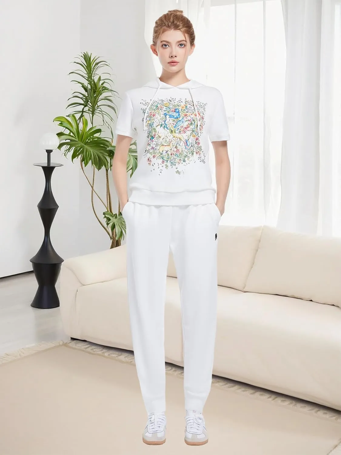 W JIANWANG Women's 2 Piece Lounge Sets for Women Tracksuit Sets Short Sleeve Sweatsuits for Women Travel Outfits