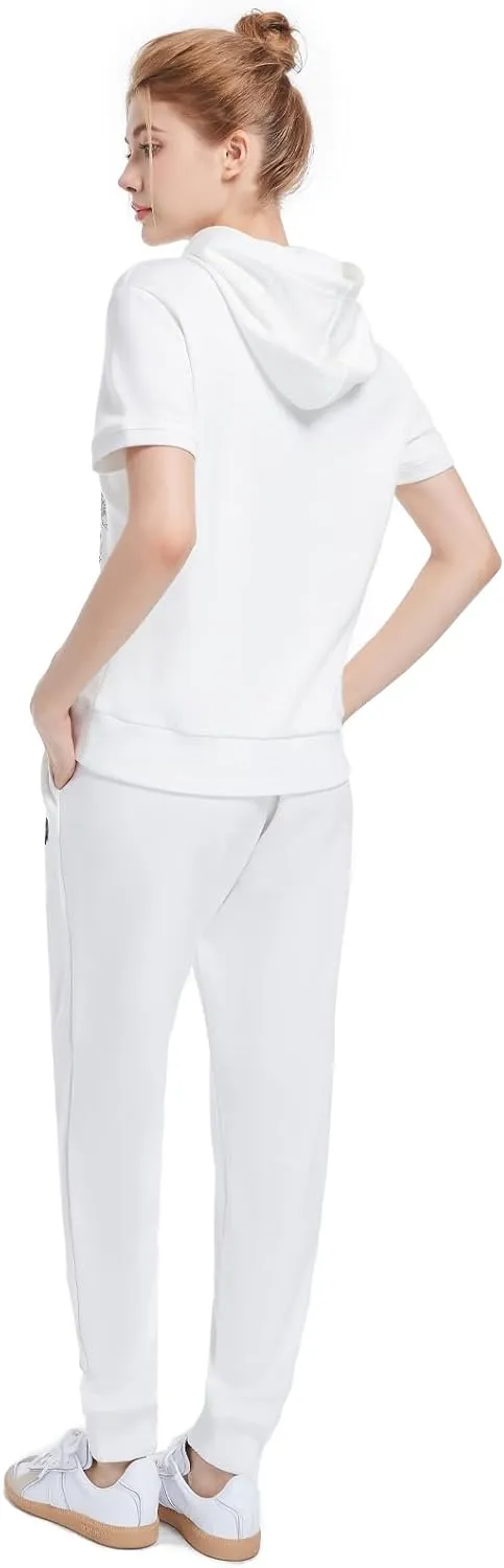 W JIANWANG Women's 2 Piece Lounge Sets for Women Tracksuit Sets Short Sleeve Sweatsuits for Women Travel Outfits