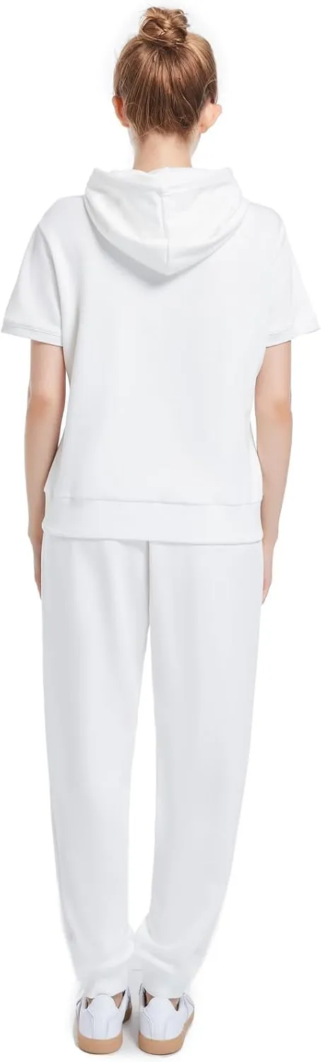 W JIANWANG Women's 2 Piece Lounge Sets for Women Tracksuit Sets Short Sleeve Sweatsuits for Women Travel Outfits