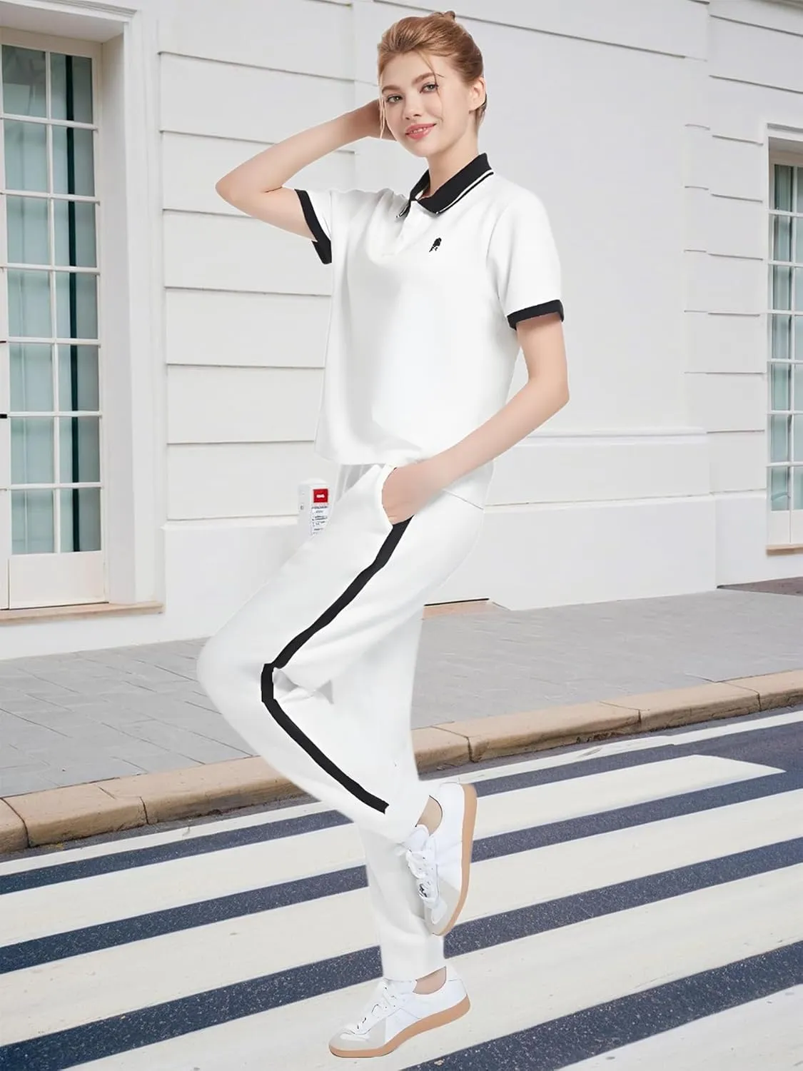 W JIANWANG Women's 2 Piece Lounge Sets for Women Tracksuit Sets Short Sleeve Sweatsuits for Women Travel Outfits