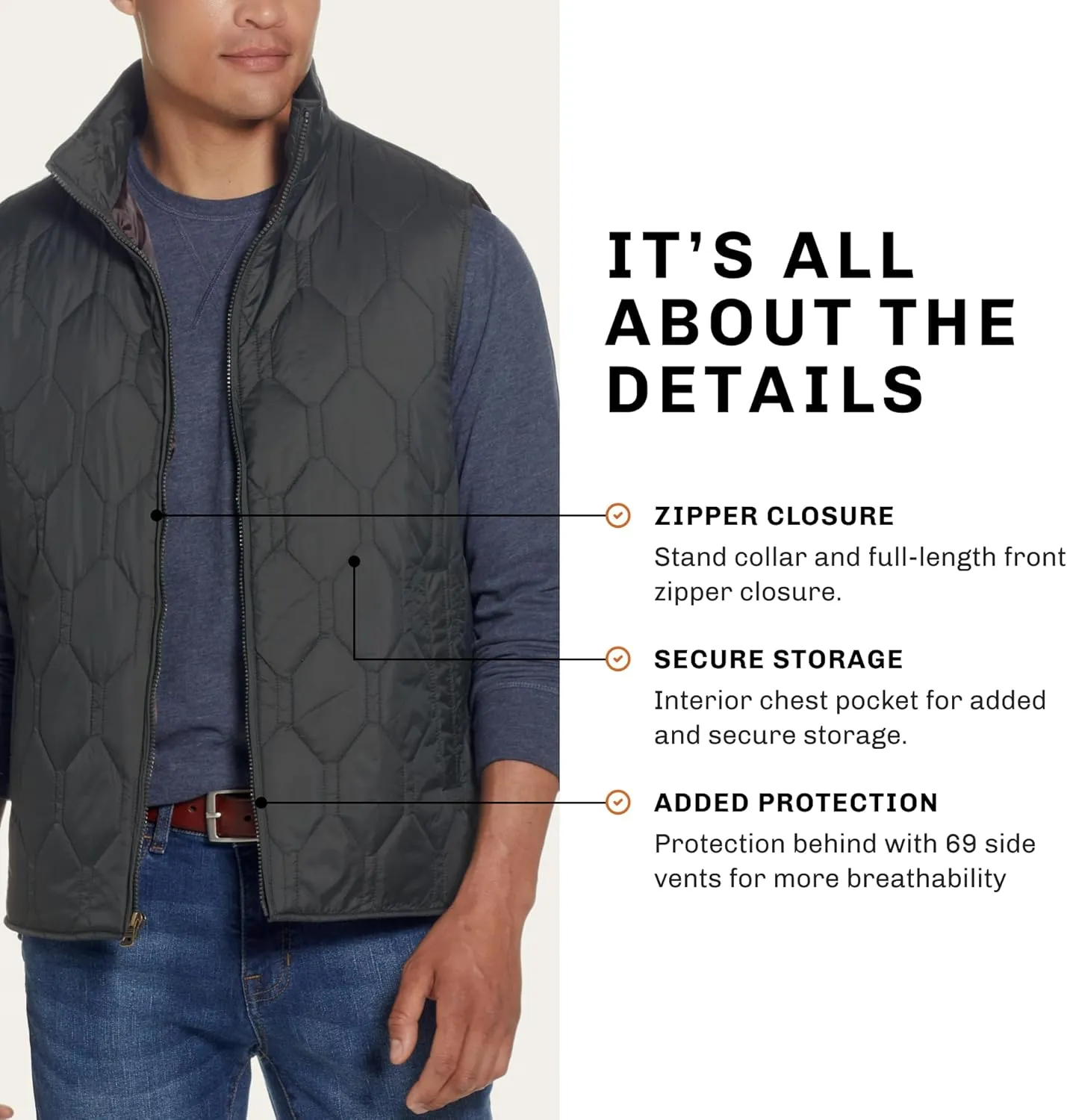 Weatherproof Vintage Mens Quilted Puffer Vest - Lightweight Padded Insulated Vest for Men