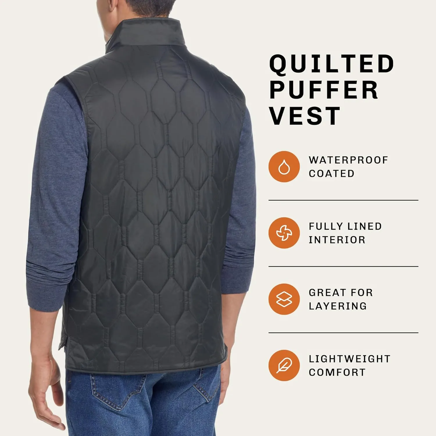 Weatherproof Vintage Mens Quilted Puffer Vest - Lightweight Padded Insulated Vest for Men