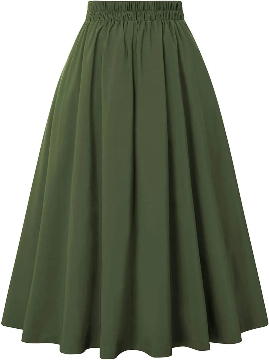 with Pockets High Fashion Vintage Casual Skirt Pleated Skirt Waist Women Skirt High Waist Trumpet Midi Skirt
