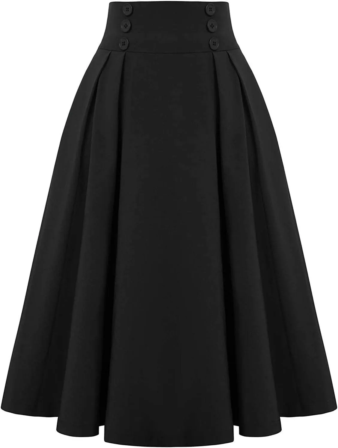 with Pockets High Fashion Vintage Casual Skirt Pleated Skirt Waist Women Skirt High Waist Trumpet Midi Skirt