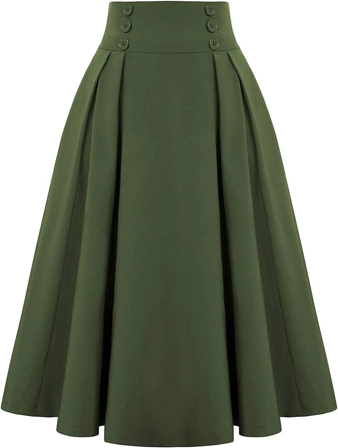 with Pockets High Fashion Vintage Casual Skirt Pleated Skirt Waist Women Skirt High Waist Trumpet Midi Skirt