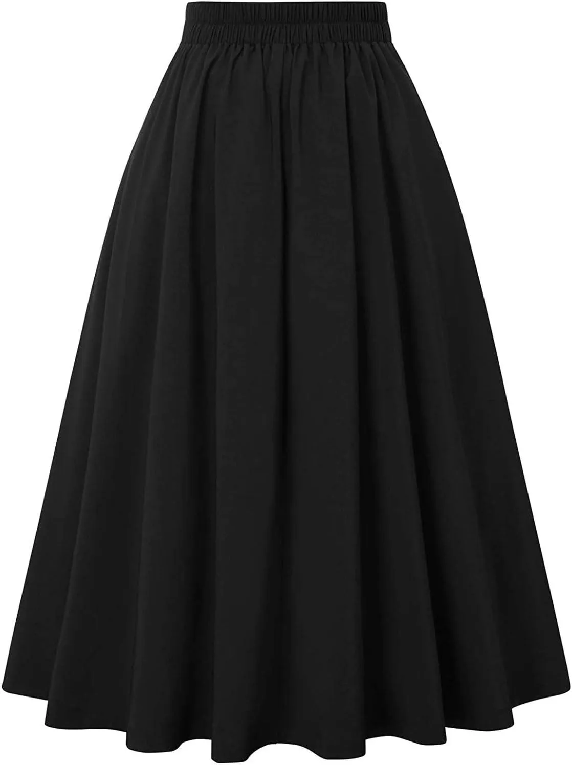 with Pockets High Fashion Vintage Casual Skirt Pleated Skirt Waist Women Skirt High Waist Trumpet Midi Skirt