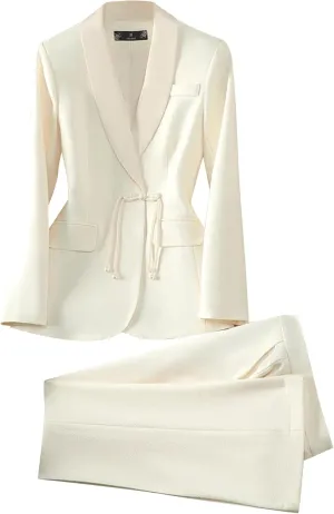 Women Elegant Pant Suit 2 Piece Set Office Ladies Female Business Work Wear Formal Blazer Jacket and Trouser