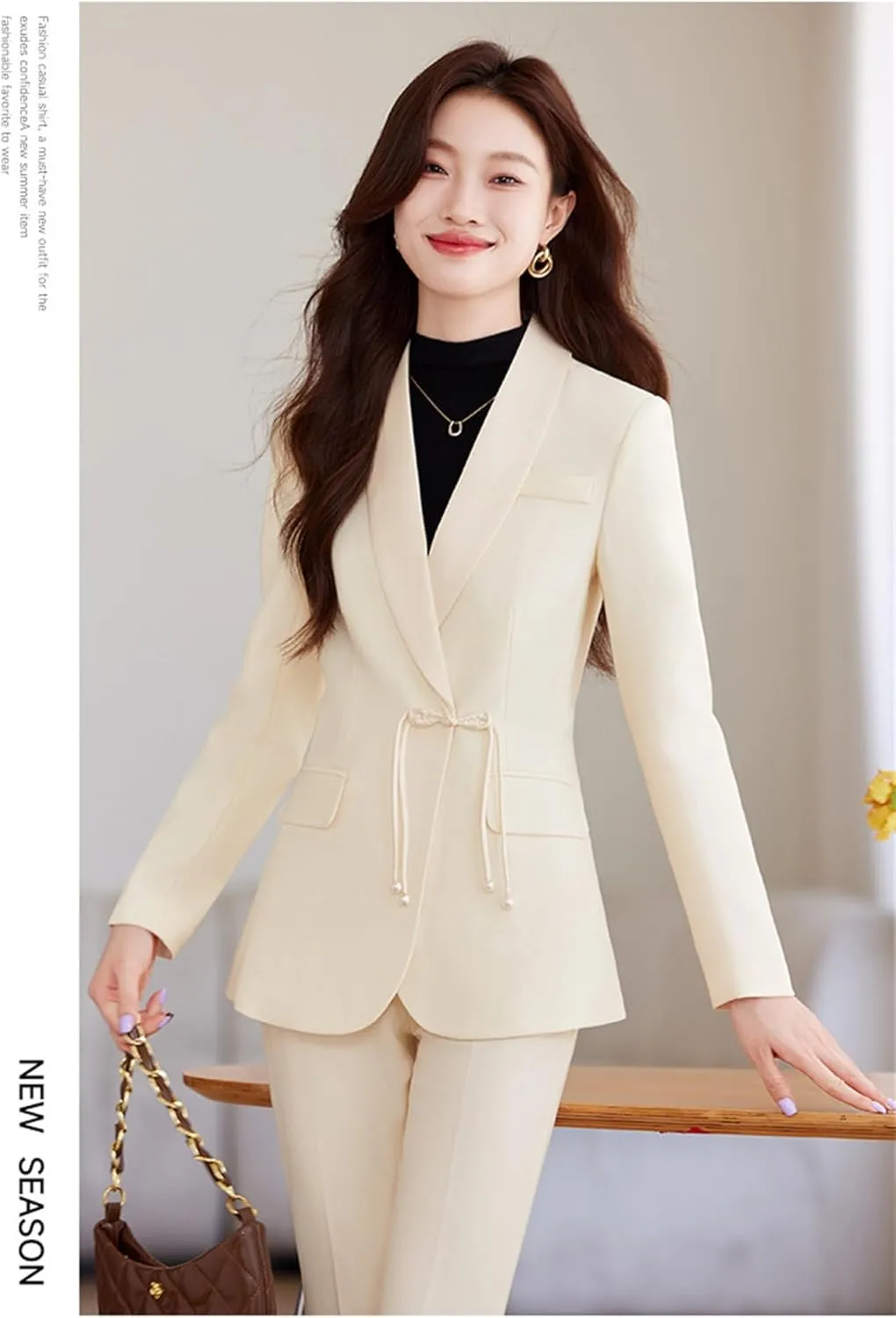 Women Elegant Pant Suit 2 Piece Set Office Ladies Female Business Work Wear Formal Blazer Jacket and Trouser