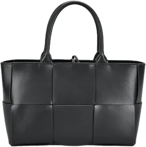 Women Leather Woven Shoulder Bag,Ladies Top Handle Satchel Tote Work Bag with Matching Clutch