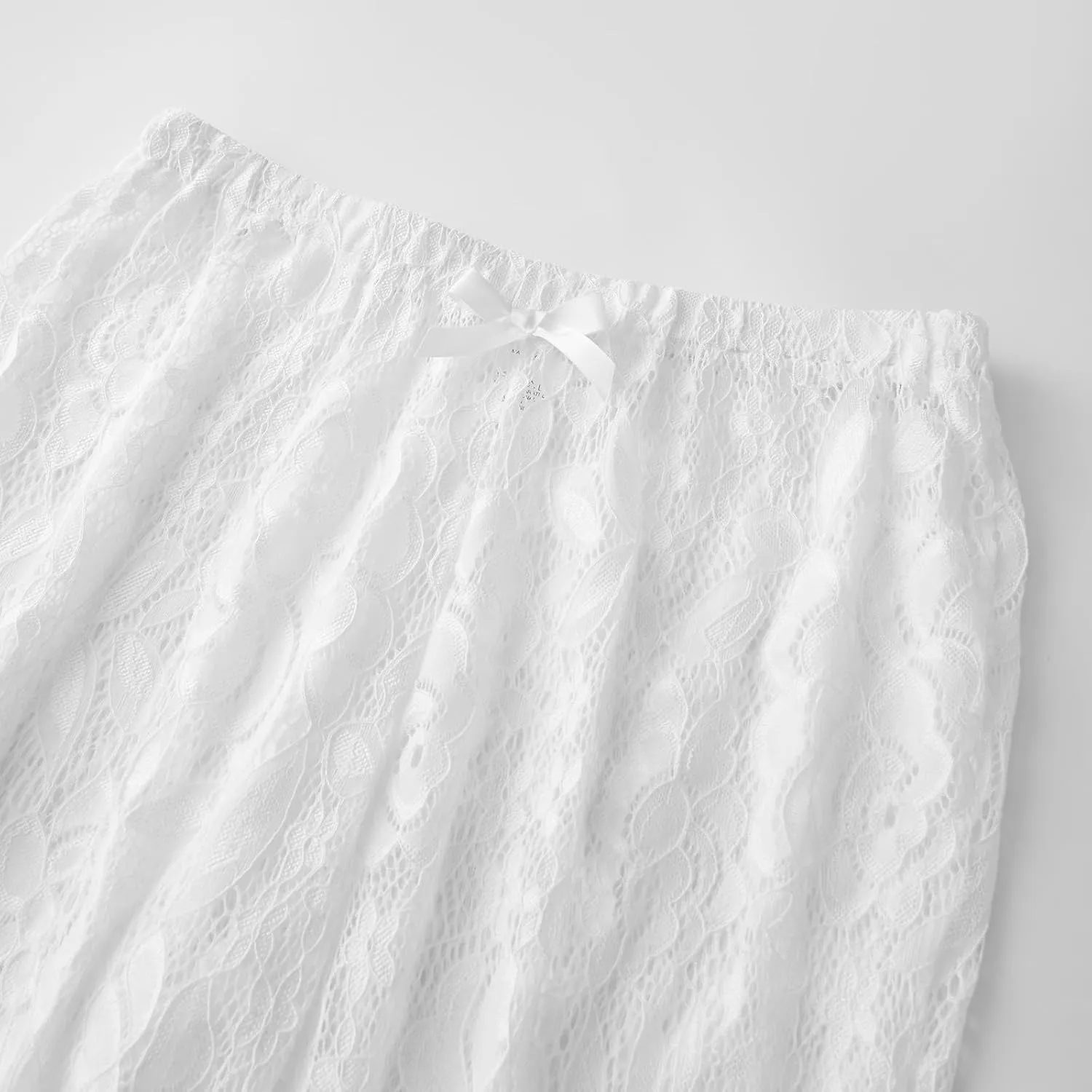Women Ruffle Lace Capri Leggings Summer Half Slips Under Dress Slim Fitted See Through Sheer Mesh Cropped Pants