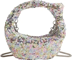 Women Sparkle Sequins Knotted Underarm Shoulder Bag Fashion zipper Glitter Hobo Dumpling bags Evening Clutch Crossbody