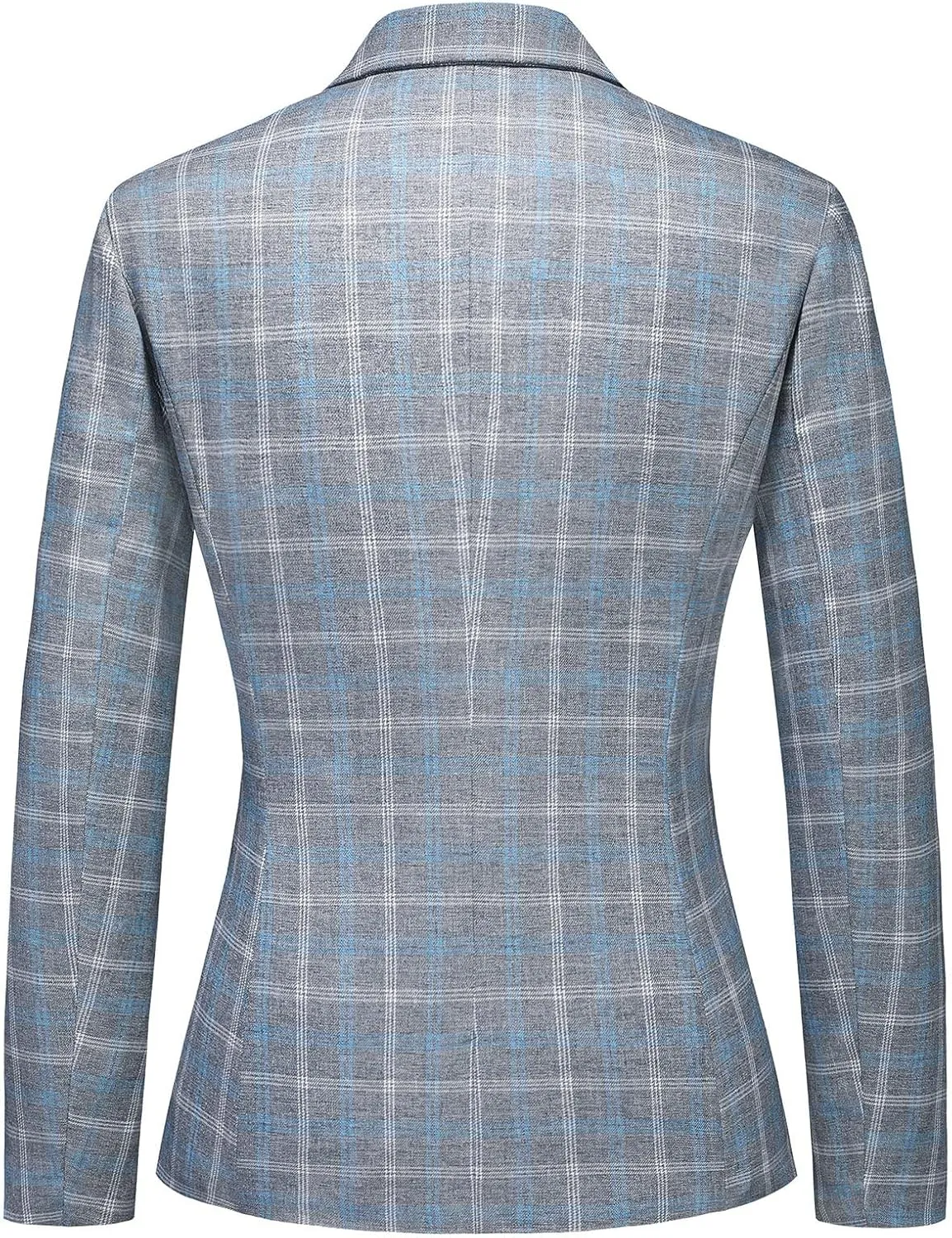 Womens 2 Piece Plaid Suits Set Business Office One Button Blazer Jacket Casual Long Sleeve Pant Suit Set