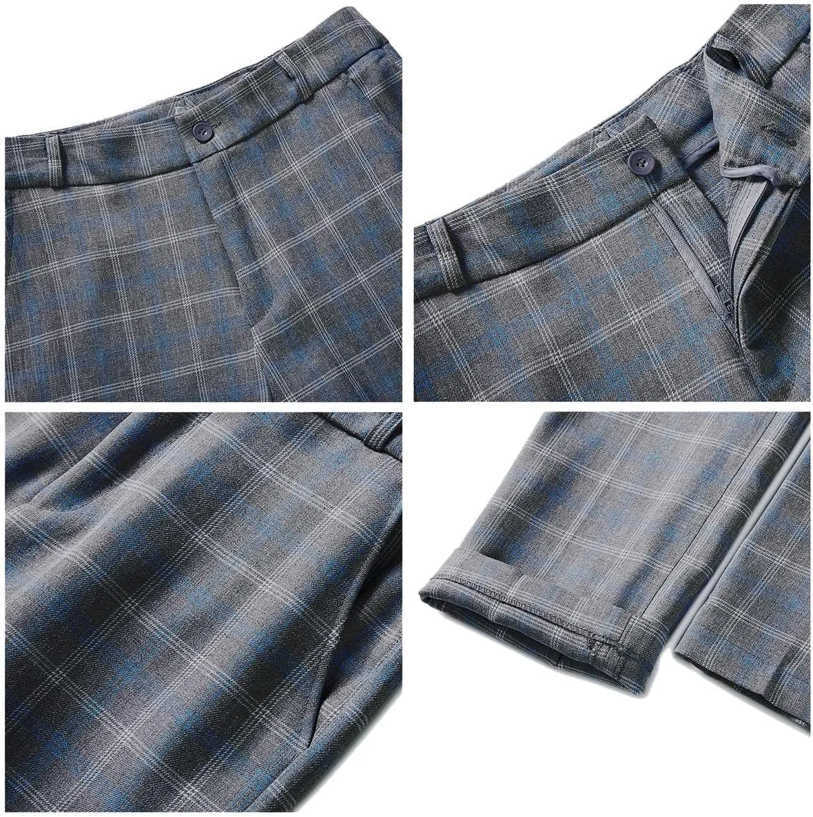 Womens 2 Piece Plaid Suits Set Business Office One Button Blazer Jacket Casual Long Sleeve Pant Suit Set
