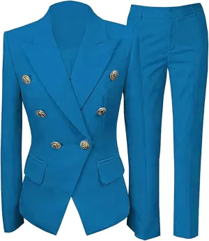 Women's 2 Piece Suit Notched Lapel Pants Suits Set for Women Business Casual Office Work Tuxedo Blazer Pants Set