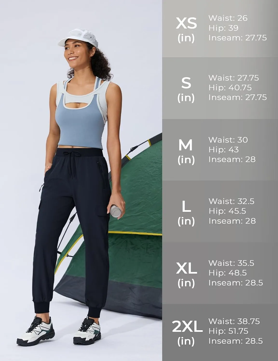Women's Cargo Joggers Quick Dry Hiking Joggers UPF 50  Lightweight Athletic Jogger Pants Travel Water Resistant