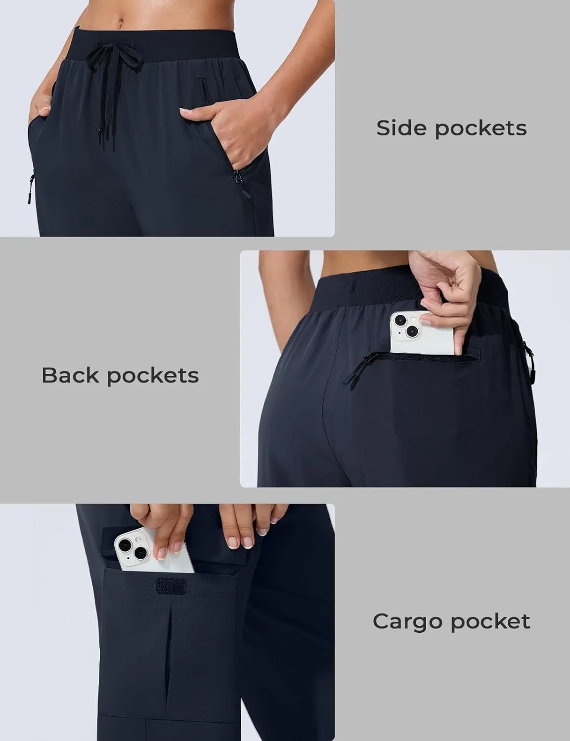 Women's Cargo Joggers Quick Dry Hiking Joggers UPF 50  Lightweight Athletic Jogger Pants Travel Water Resistant