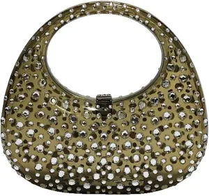 Women's Rhinestone Clear Acrylic Handbag Fashion Jelly Color Shoulder Moon Bags Evening Clutch Underarm Small Purse