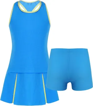YEAHDOR Kids Girls Tennis Golf Dress Set Shorts Racerback Tank Tops and Tennis Skirt Skorts 2 Pieces Tracksuit Set