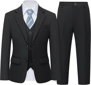 YND Boys Formal Slim Fit, 5-Piece Suits for Kids, Jacket Vest Pants Shirt and Tie for Wedding Prom