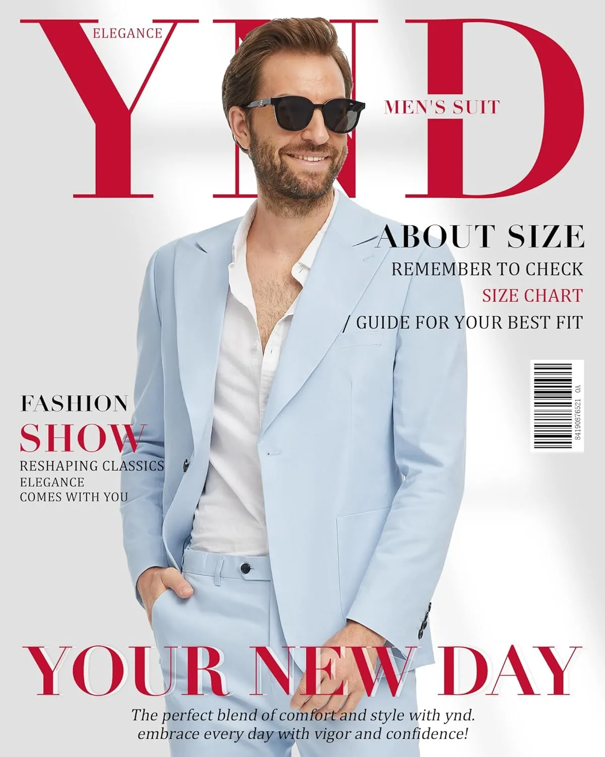 YND Men's 2 Piece Casual Linen Suit, Regular Fit Lightweight Blazer and Pants, Tuxedo for Casual Wedding Business Outfit