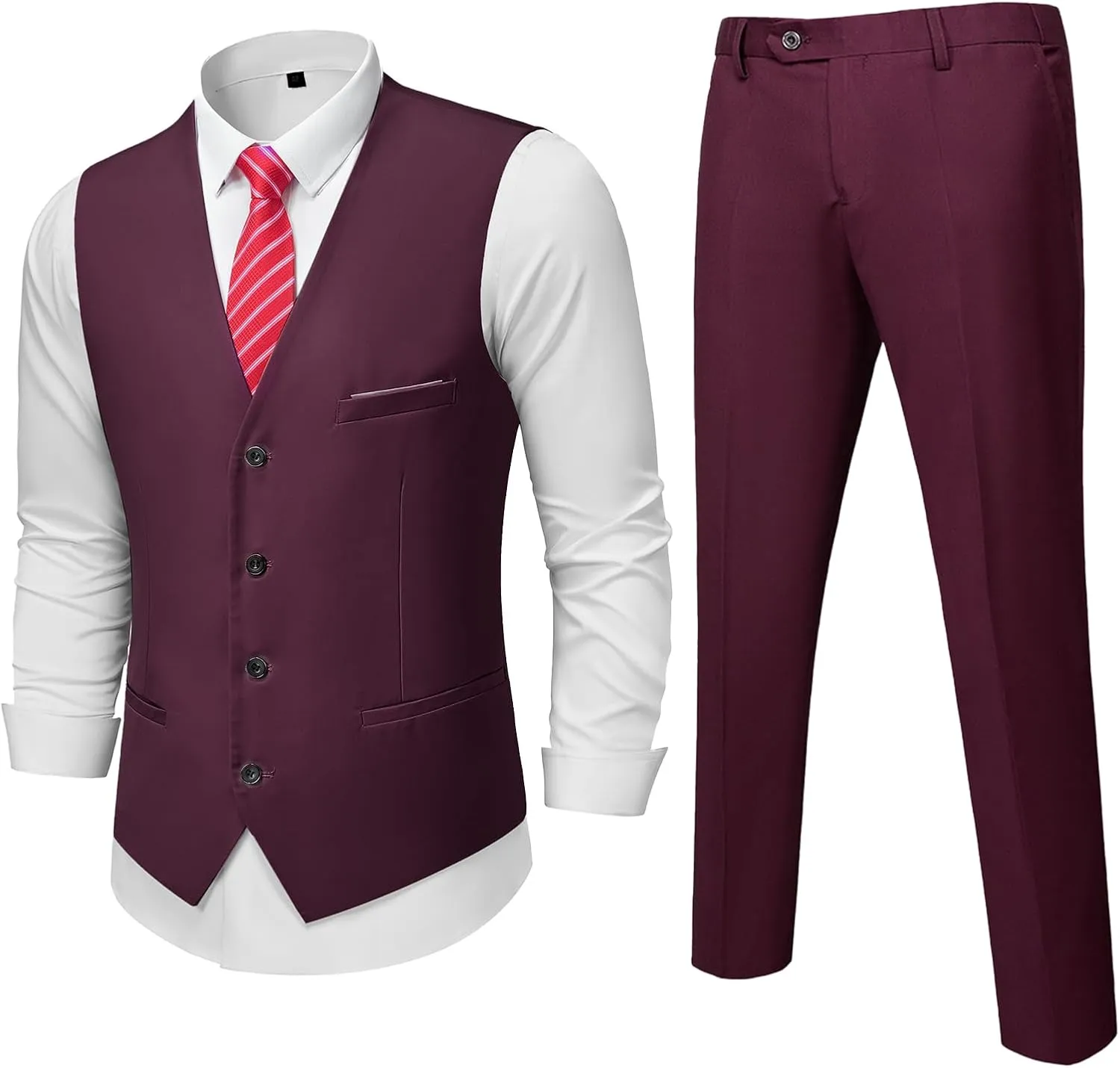 YND Men's 2-Piece Suit, Vest Pants Set for Men, Classic Waistcoat with Tie for Business, Wedding, Prom, Homecoming