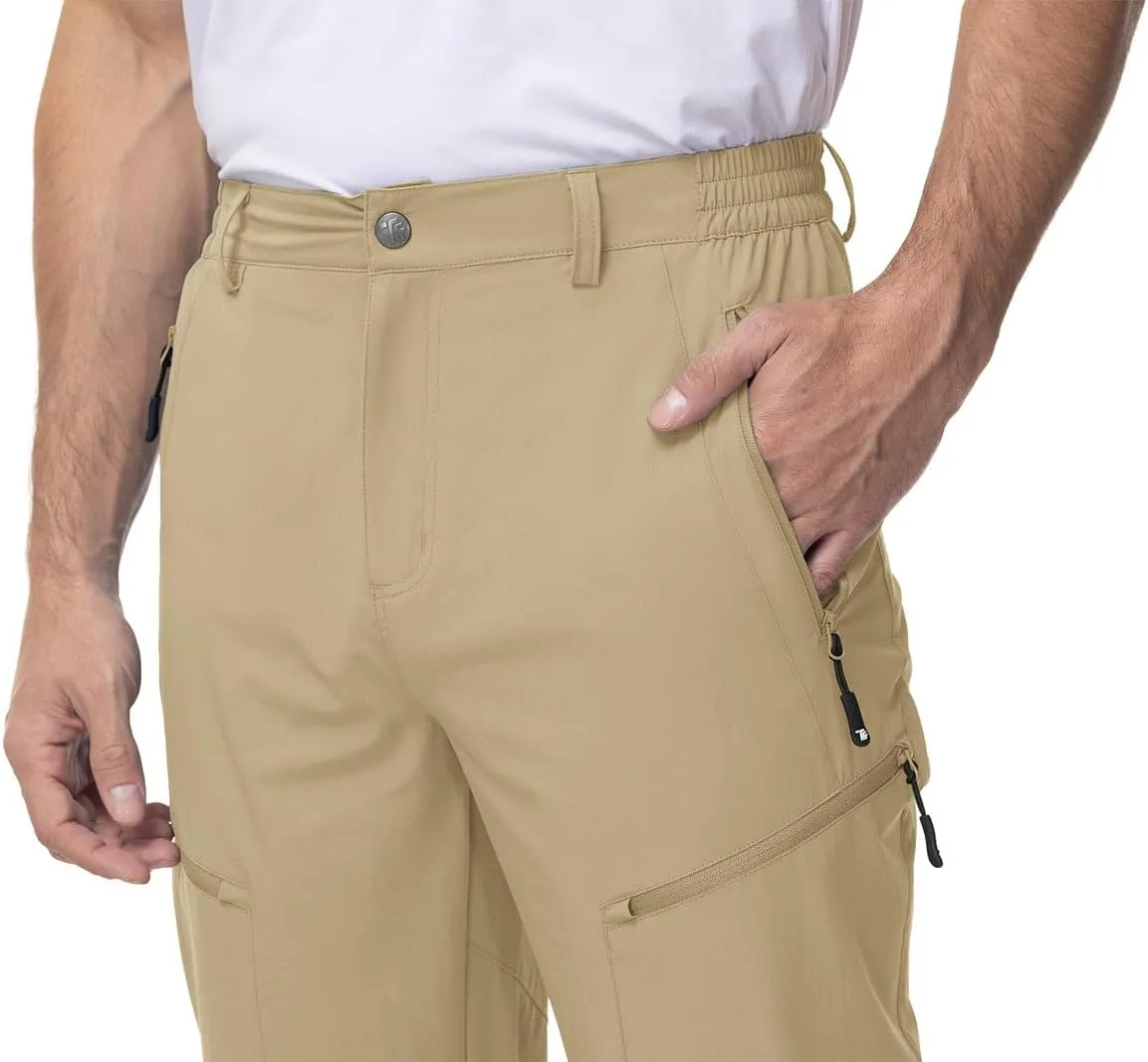 YSENTO Men's Cargo Hiking Pants Lightweight 5 Zipper Pockets Stretch Quick Dry Camping Fishing Travel Pants