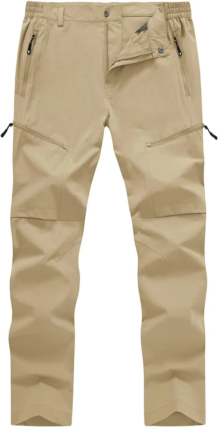 YSENTO Men's Cargo Hiking Pants Lightweight 5 Zipper Pockets Stretch Quick Dry Camping Fishing Travel Pants