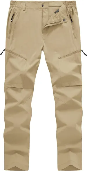 YSENTO Men's Cargo Hiking Pants Lightweight 5 Zipper Pockets Stretch Quick Dry Camping Fishing Travel Pants
