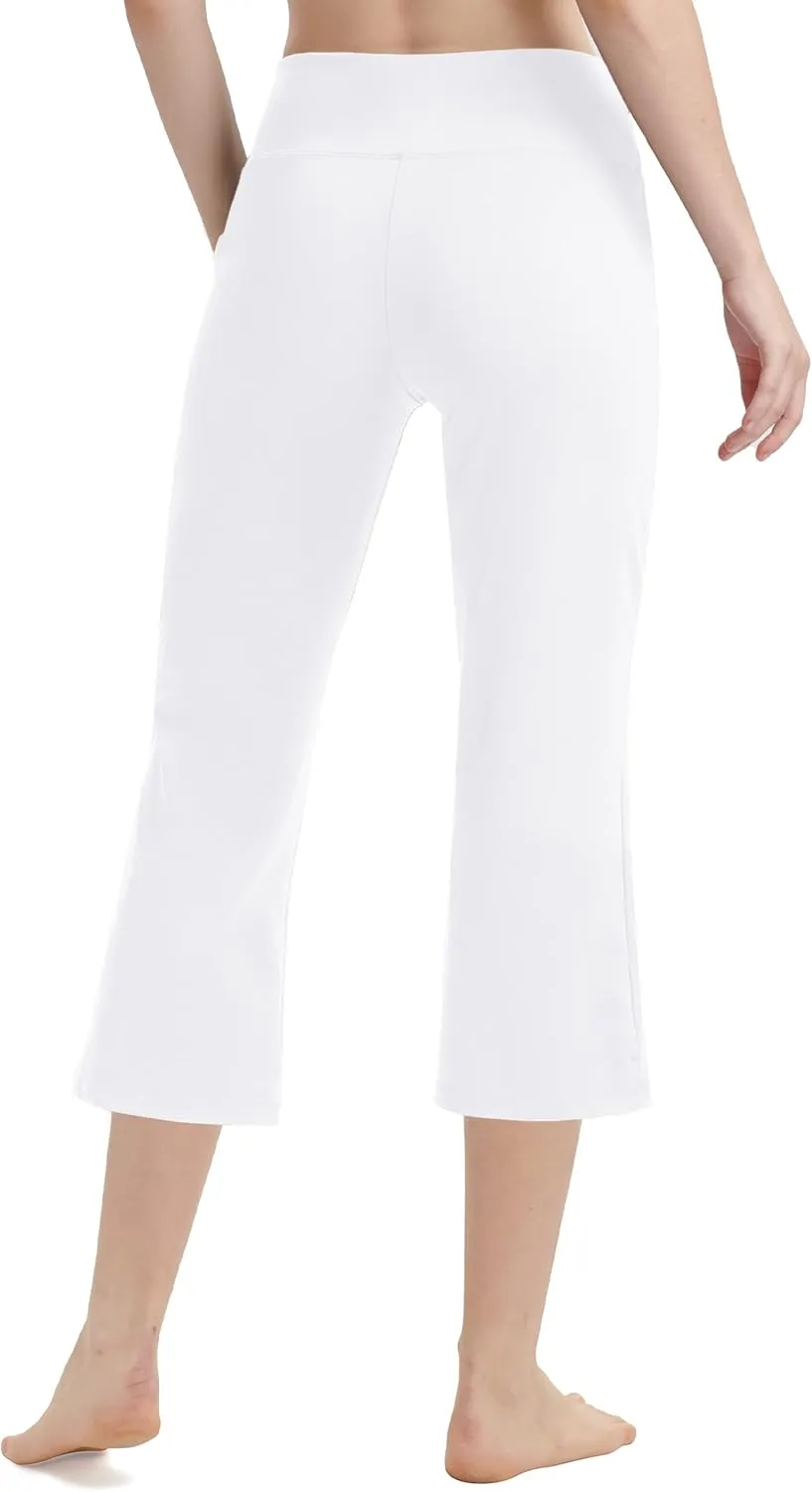 Zeronic Women's Yoga Capri Pants with Pockets Flare Workout Lounge Bootleg Leggings Bootcut Crop Exercise Pants