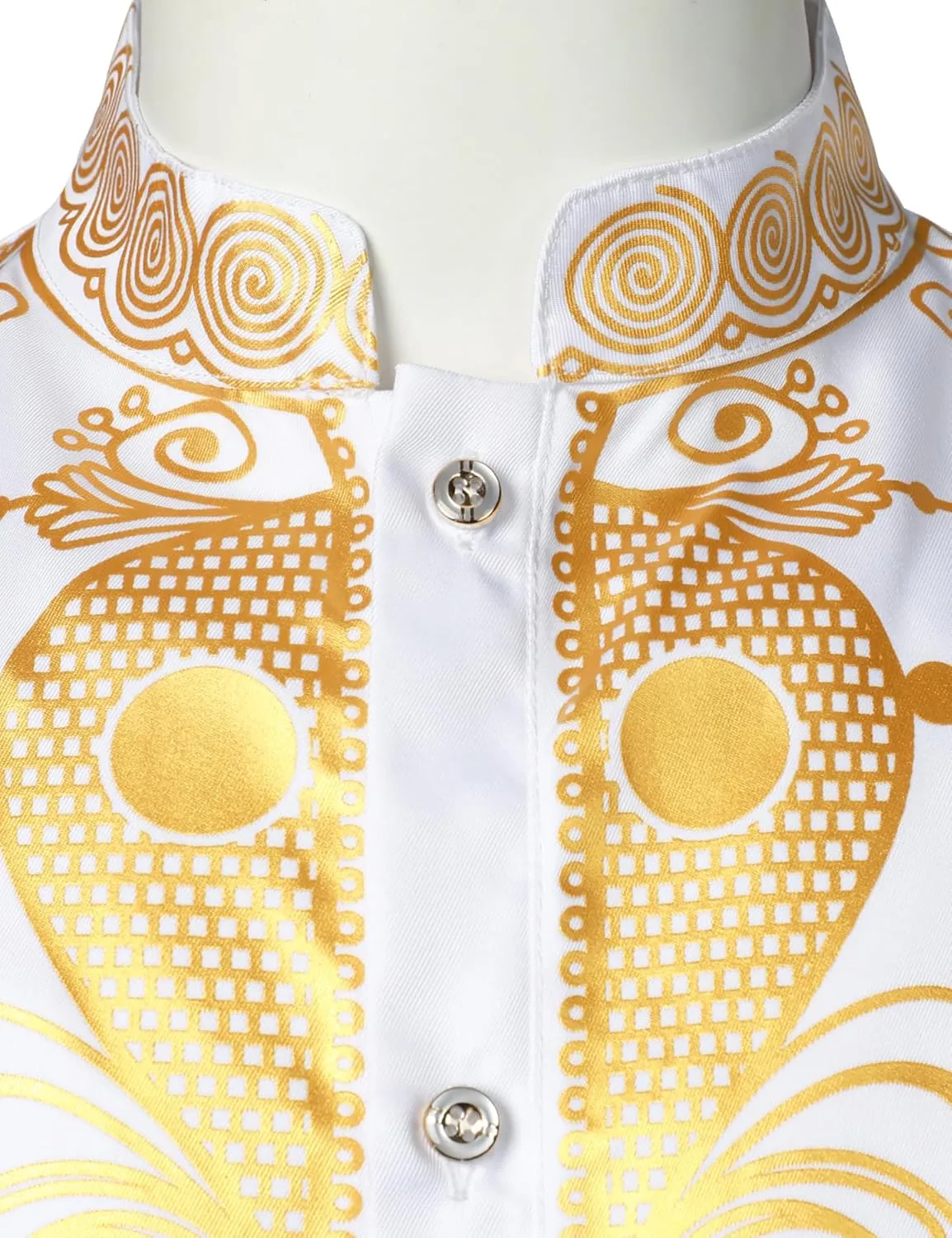 ZEROYAA Men's Africa Suit Long Sleeve Button Down Bronzing Print Shirt and Pants Outfit Traditional 2 Piece Set